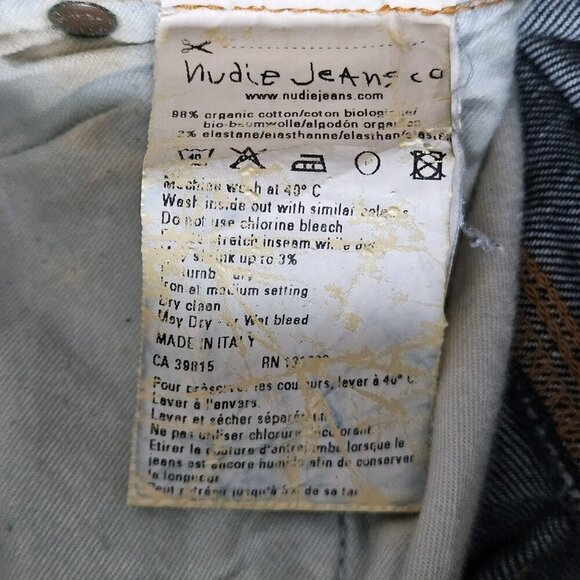 Nudie Jeans Mens 29x34 Blue Dark Straigh Leg Stretch Italy Organic Cotton Preppy - Picture 13 of 16